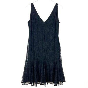 Lauren Ralph Lauren Lace Tank Dress Godet Hem Fairy Goth Black Women's Size 8